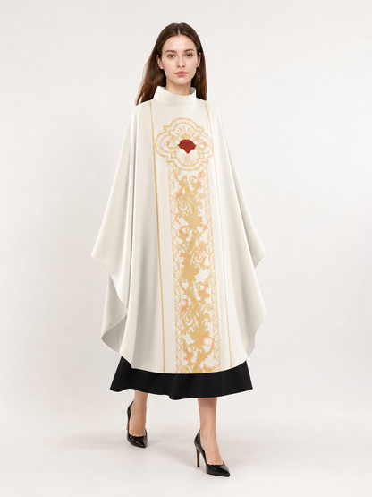 Ivory Carnival Cloak with Gold Decoration