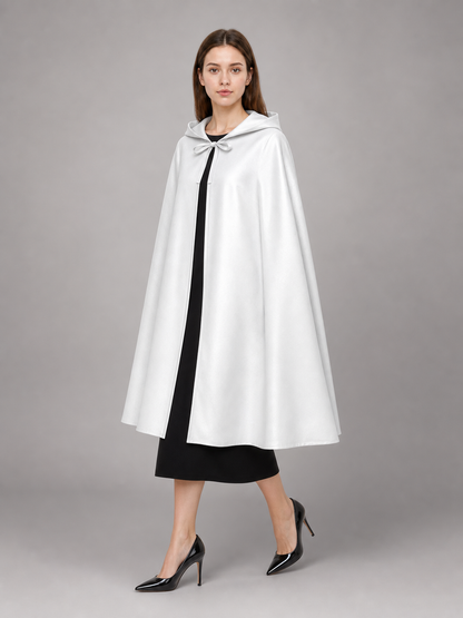 White Medieval Hooded Costume Cloak