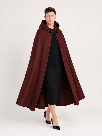 Burgundy Hooded Carnival Cloak for Cosplay