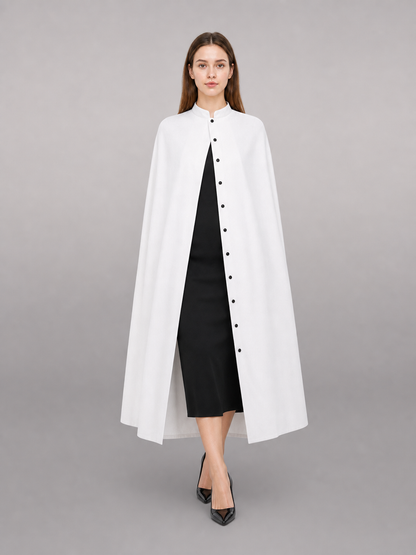 White Hooded Carnival Cloak for a Costume Look