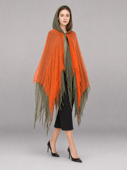 Orange and Gray Hooded Costume Cloak