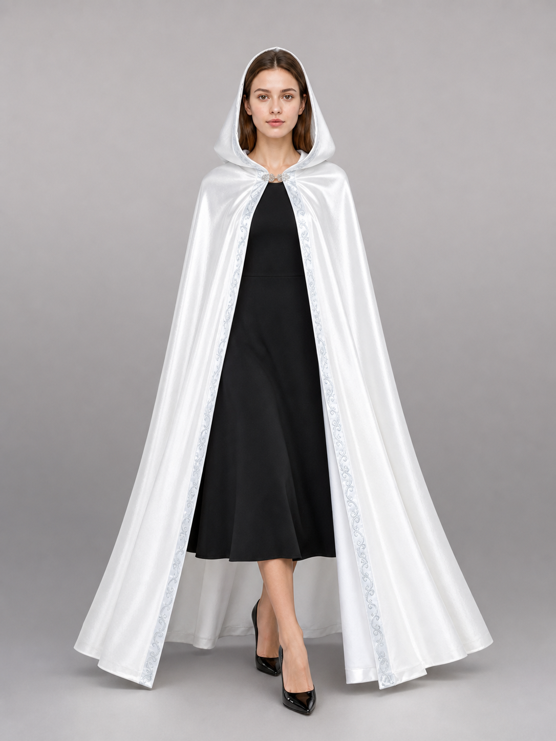 White Hooded Costume Cape, Medieval