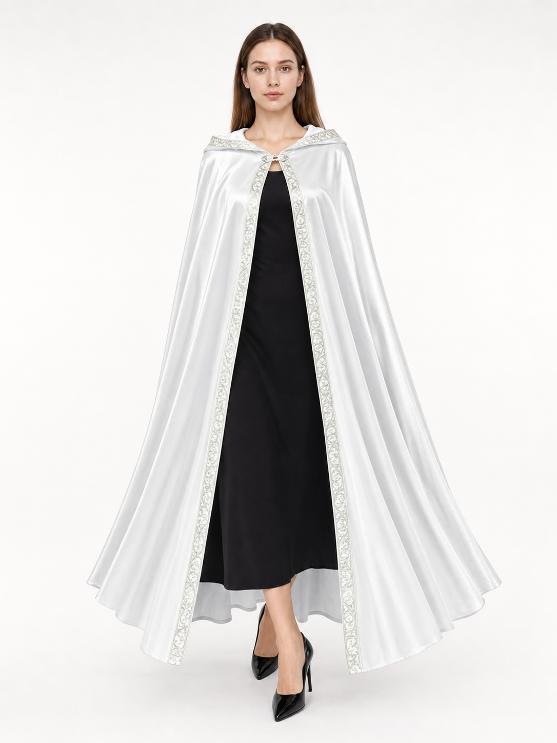 White Hooded Costume Cape, Medieval
