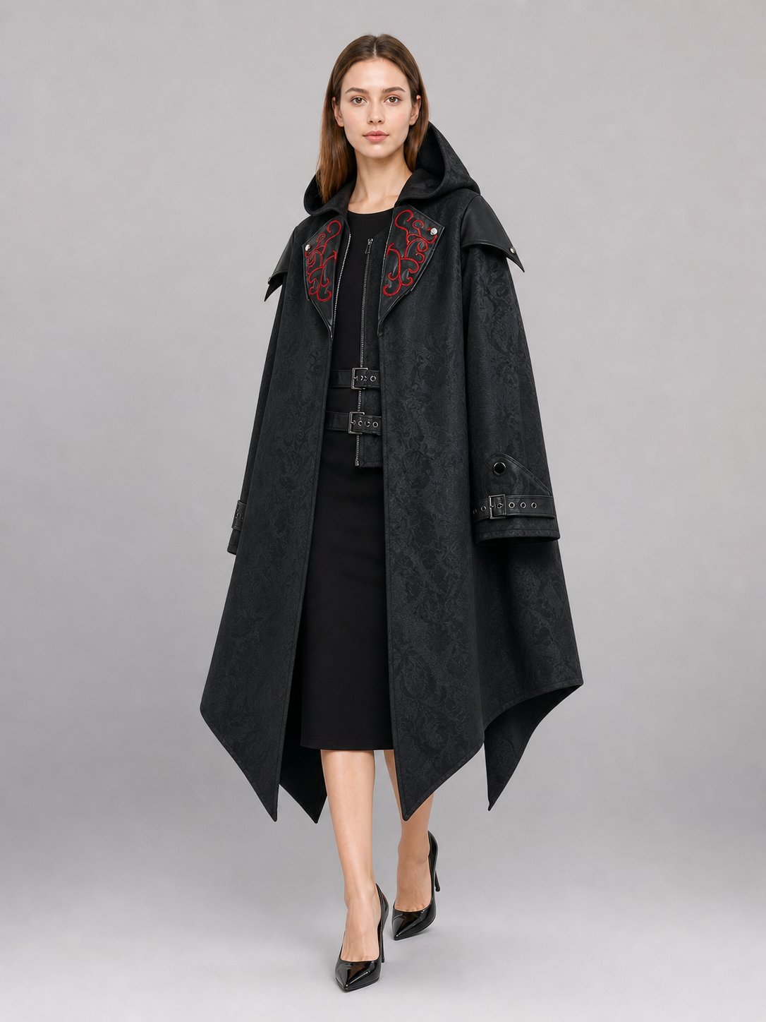 Black Gothic Hooded Carnival Cloak