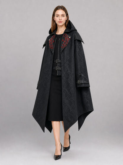 Black Gothic Hooded Carnival Cloak
