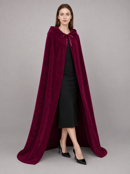 Burgundy Hooded Carnival Cloak for Cosplay