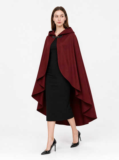 Burgundy Hooded Costume Cloak for Cosplay