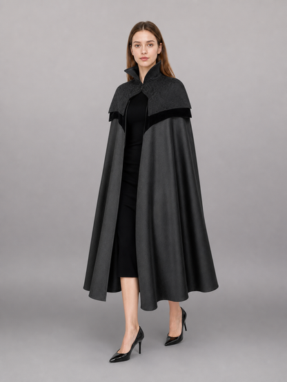 Black Hooded Fantasy Costume Cloak