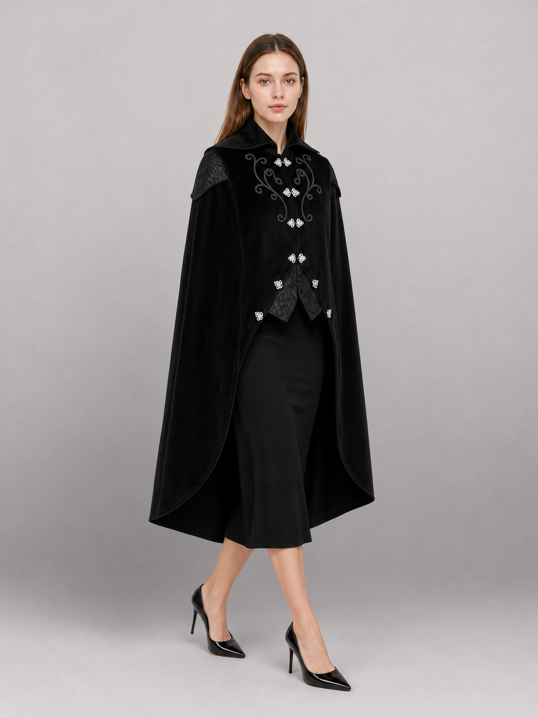 Gothic Costume Tailcoat with Silver Decoration