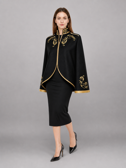 Black Carnival Jacket with Gold Trim and Embroidery