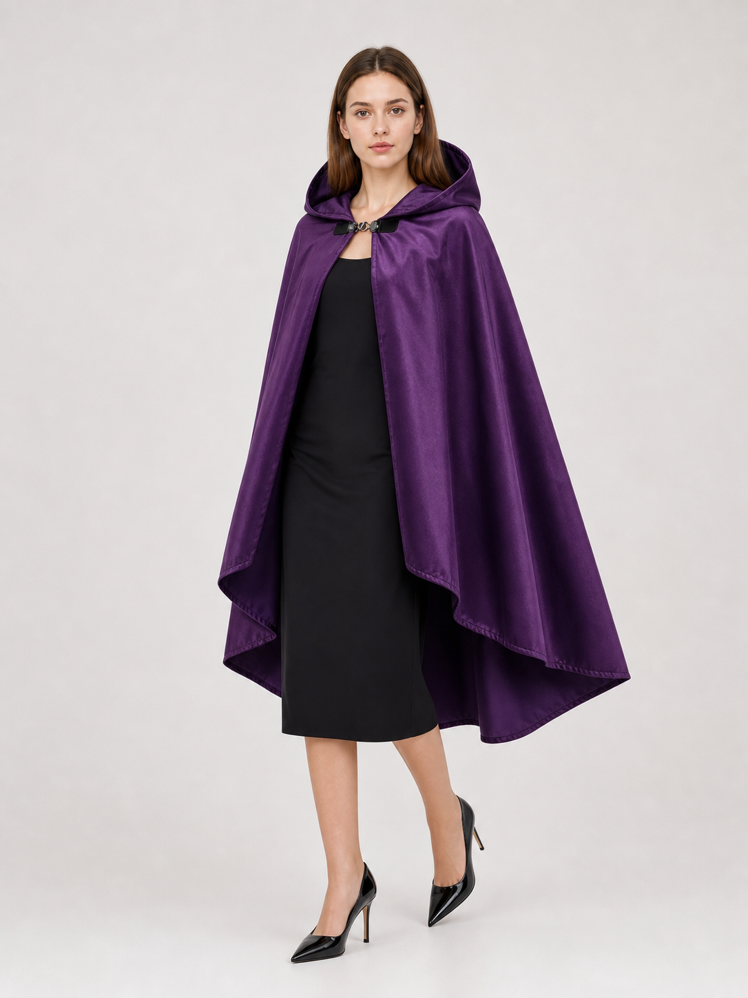 Purple Hooded Medieval Costume Cloak