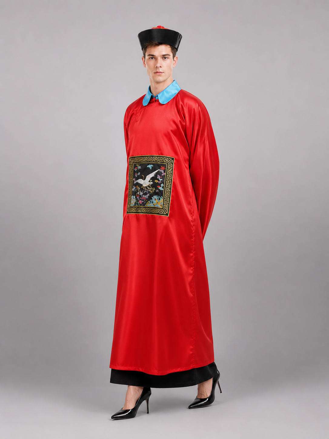 Red Chinese-Style Carnival Cape with Hat