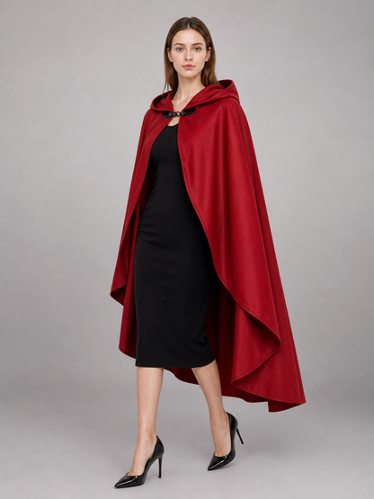 Red medieval carnival cloak with hood