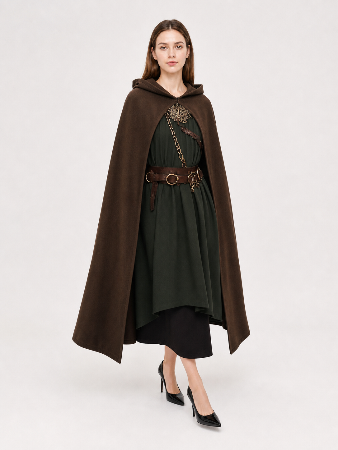 Brown Hooded Costume Cloak