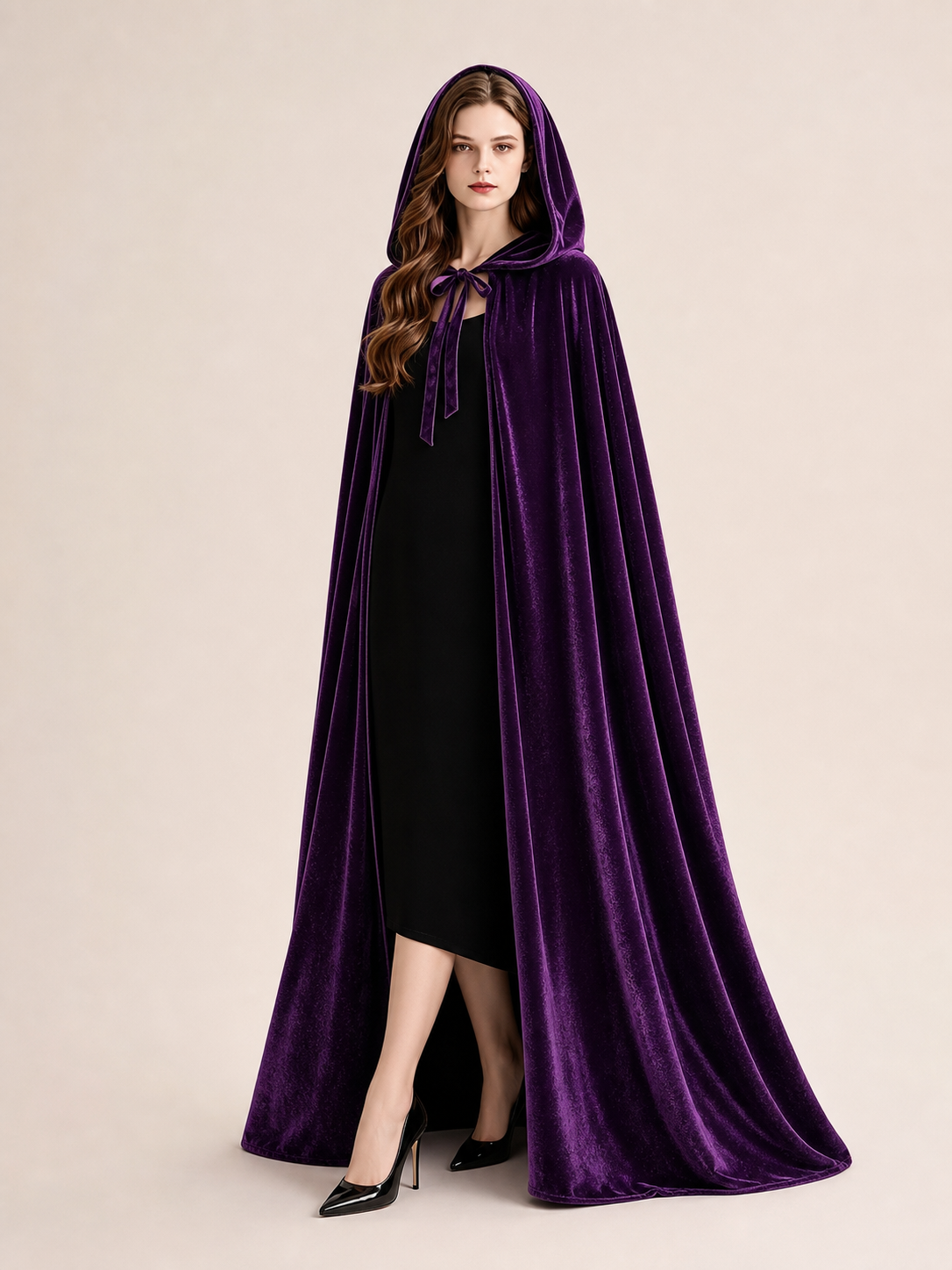 Dark Purple Carnival Cape with Hood