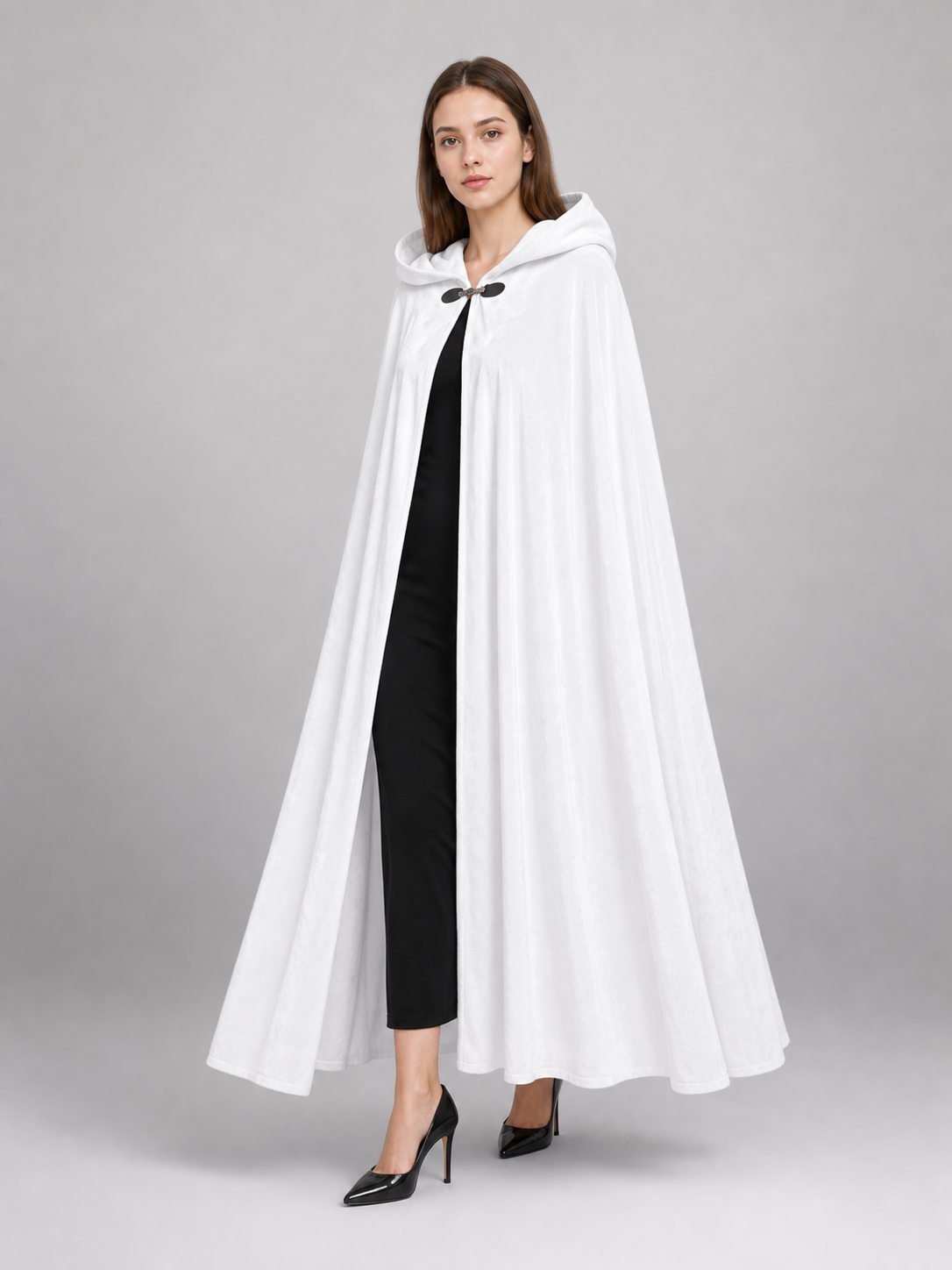 Long White Hooded Carnival Cloak