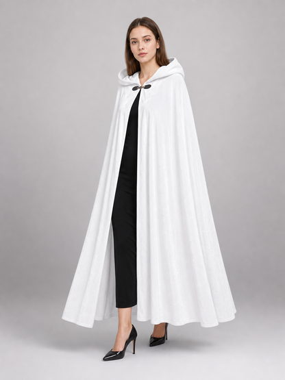 Long White Hooded Carnival Cloak