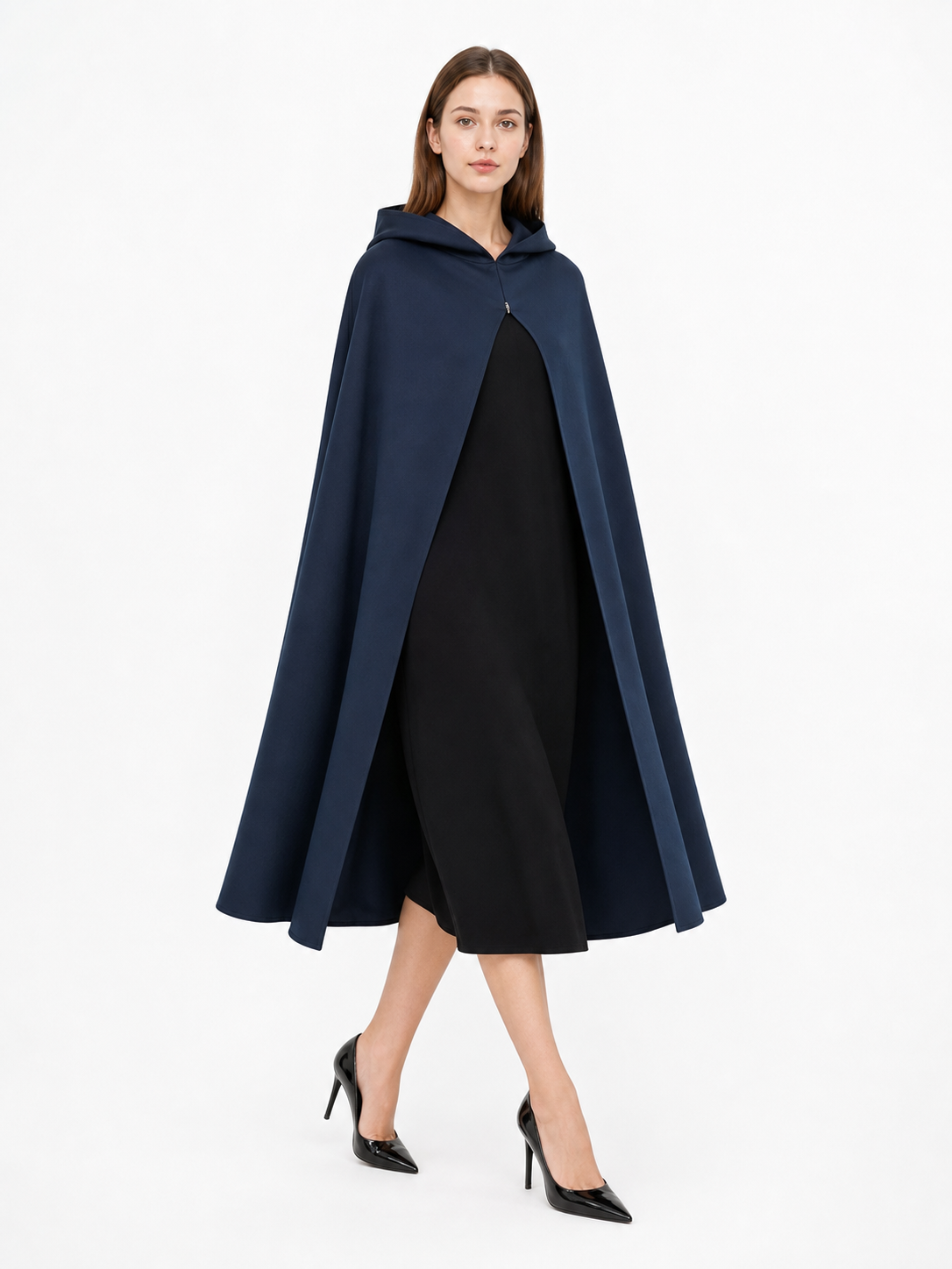 Dark Blue Hooded Costume Cloak
