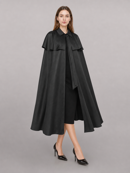 Black Dress with Cape and Short Sleeves