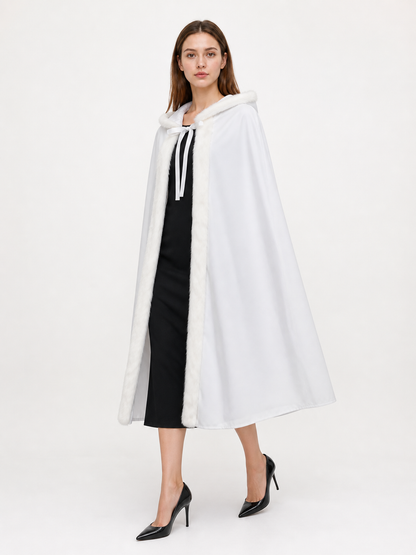 White Hooded Carnival Cloak for Costumes