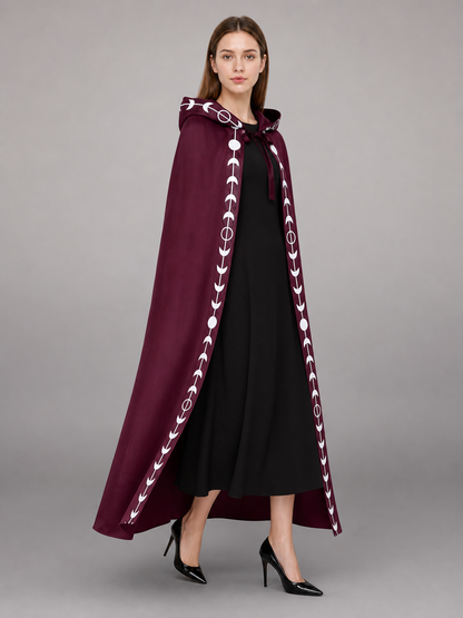 Burgundy Hooded Carnival Cloak