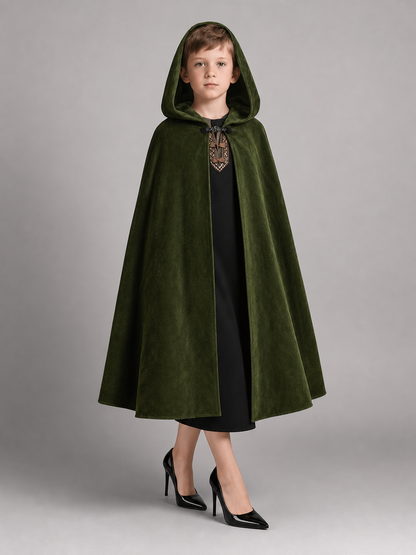 Dark Green Hooded Carnival Cloak