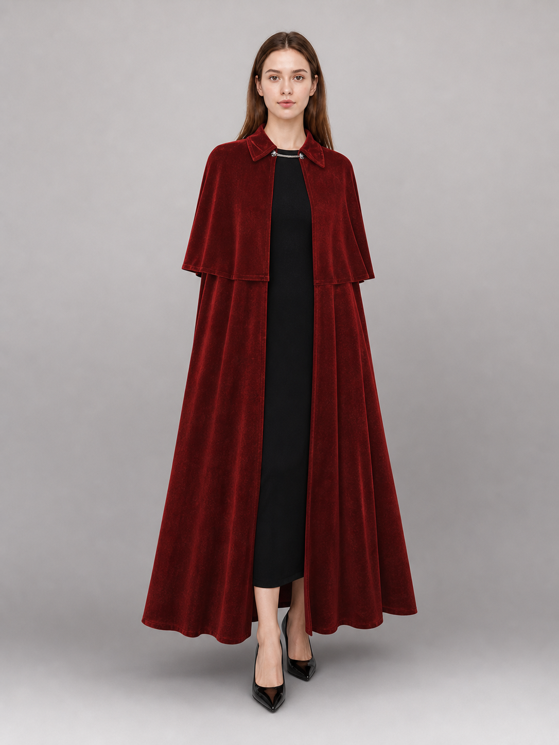 Long Burgundy Vampire Carnival Cape