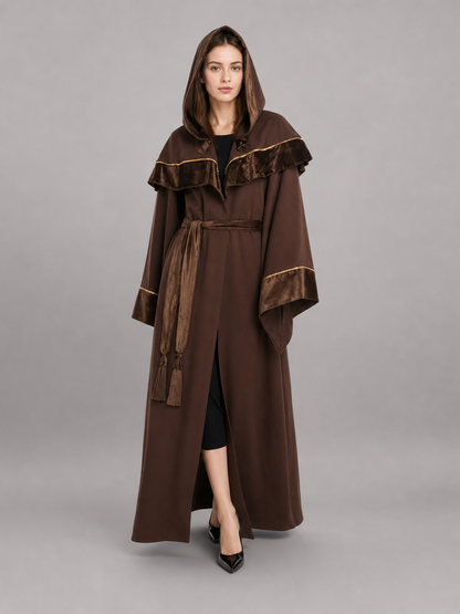 Dark Brown Hooded Costume Cloak