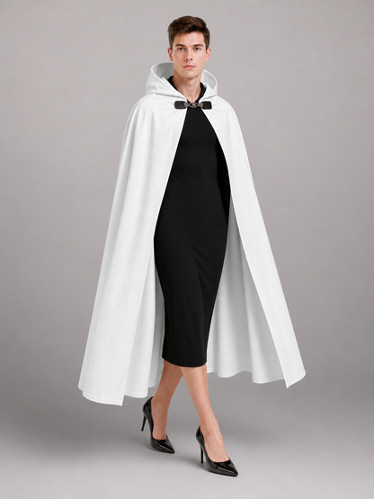White medieval costume cloak with hood