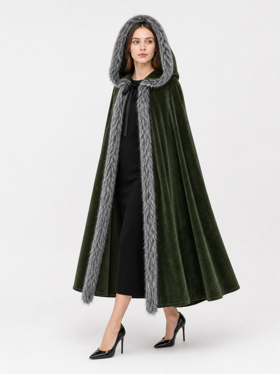 Olive Hooded Costume Cloak