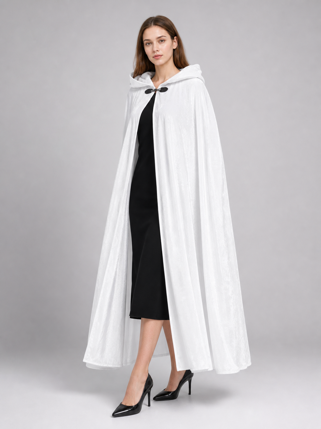 Long White Hooded Carnival Cloak