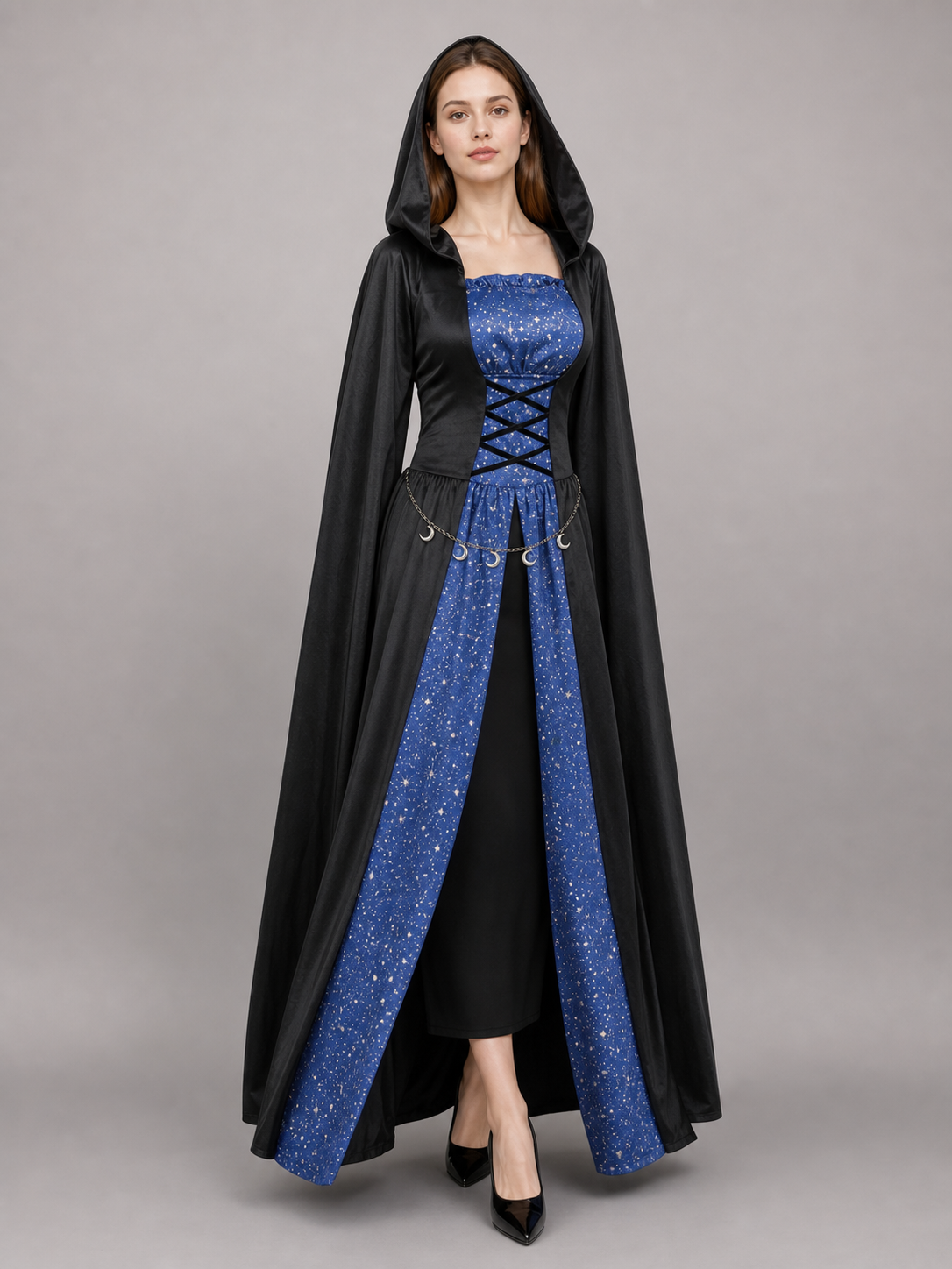 Black Hooded Costume Cloak for Cosplay