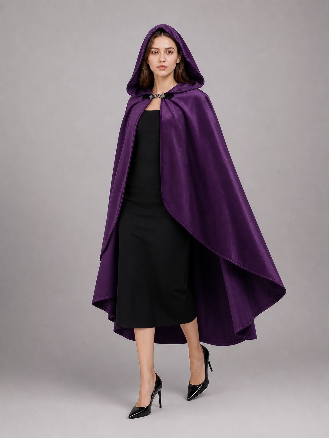 Purple Hooded Medieval Costume Cloak