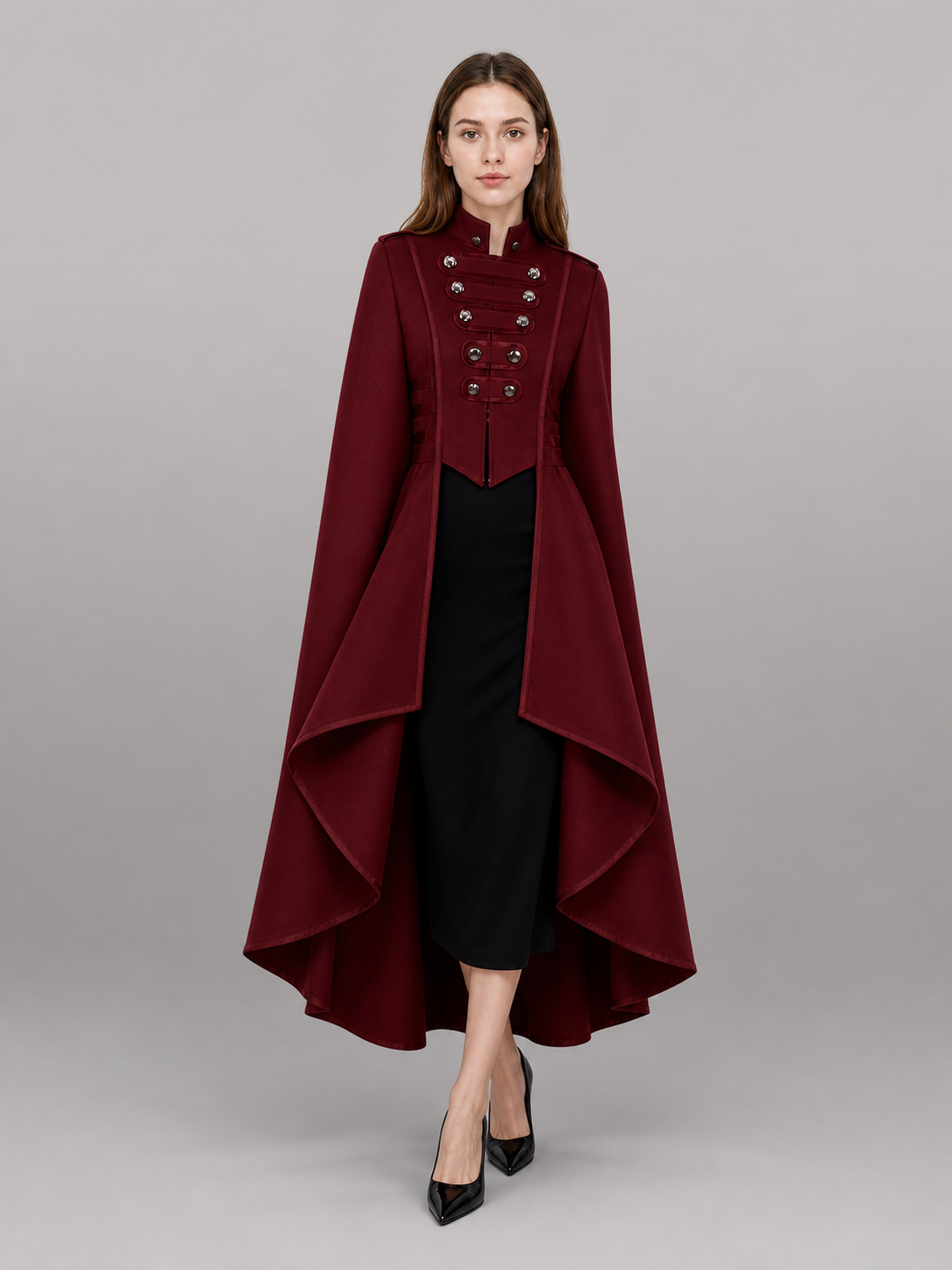 Gothic Burgundy Dress with Black Insert