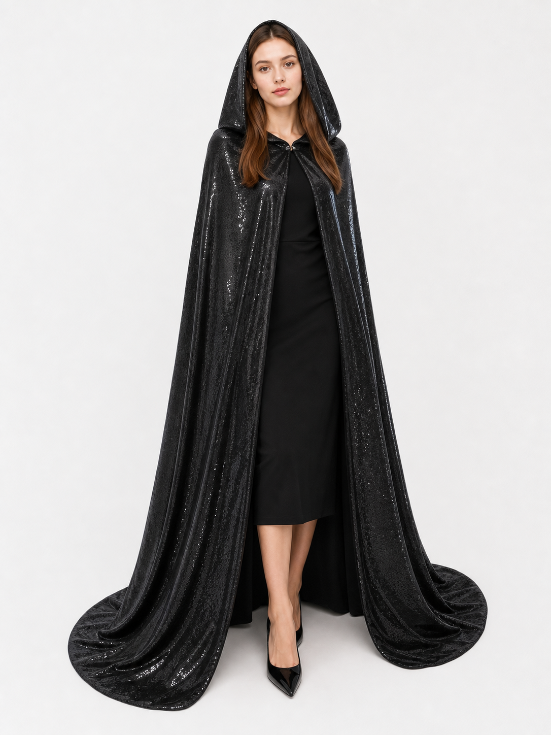 Black Gothic Hooded Carnival Cloak
