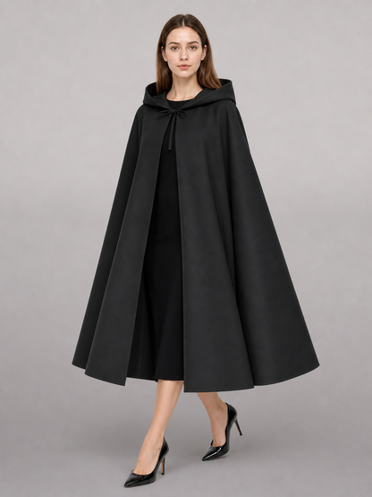 Black hooded carnival cloak for costumes