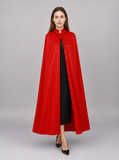 Red Long Carnival Cloak with Collar