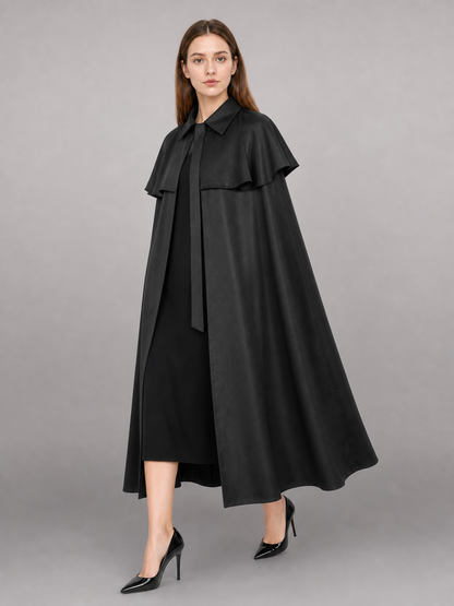 Black Dress with Cape and Short Sleeves