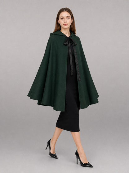Green hooded medieval costume cloak
