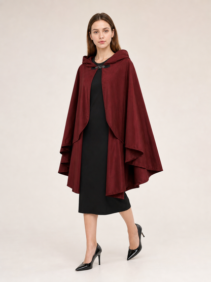 Burgundy Hooded Costume Cloak for Cosplay