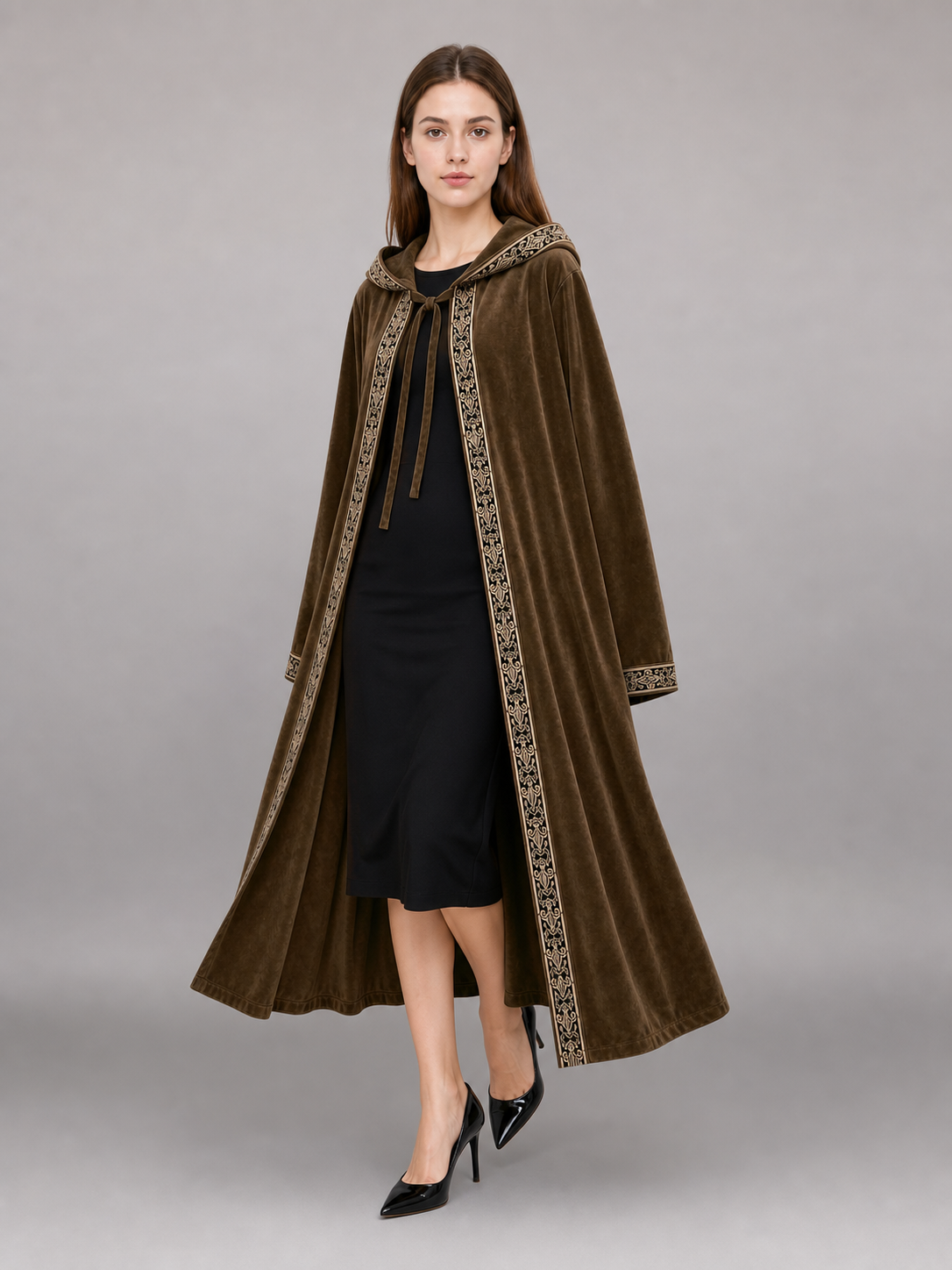 Long Hooded Robe, Brown, Loose Fit occasion guide 4