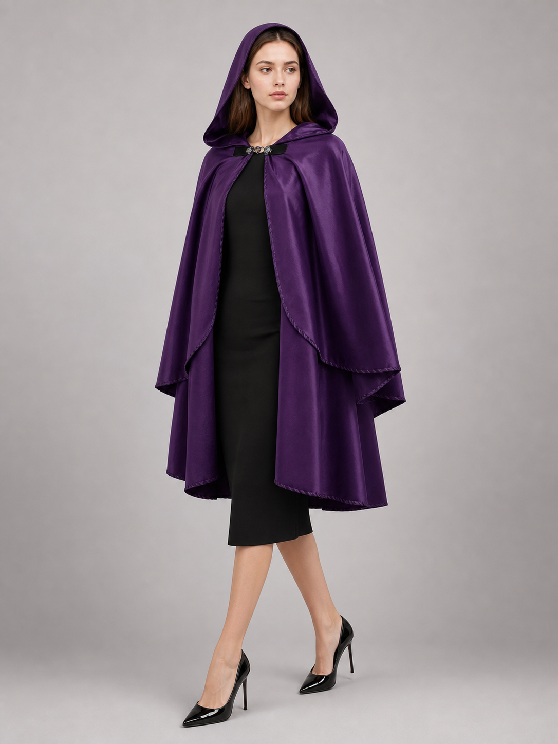 Purple Hooded Medieval Costume Cloak