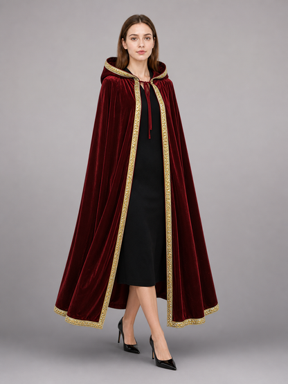 Burgundy Carnival Hooded Cloak