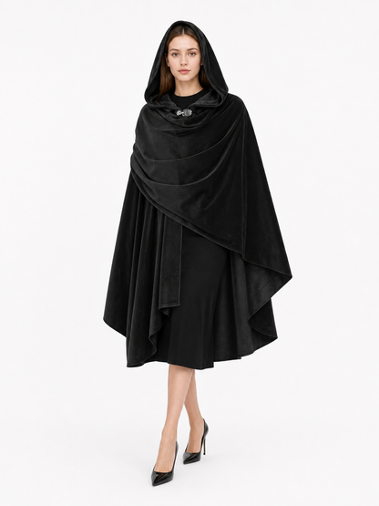 Black Medieval Carnival Cloak with Hood