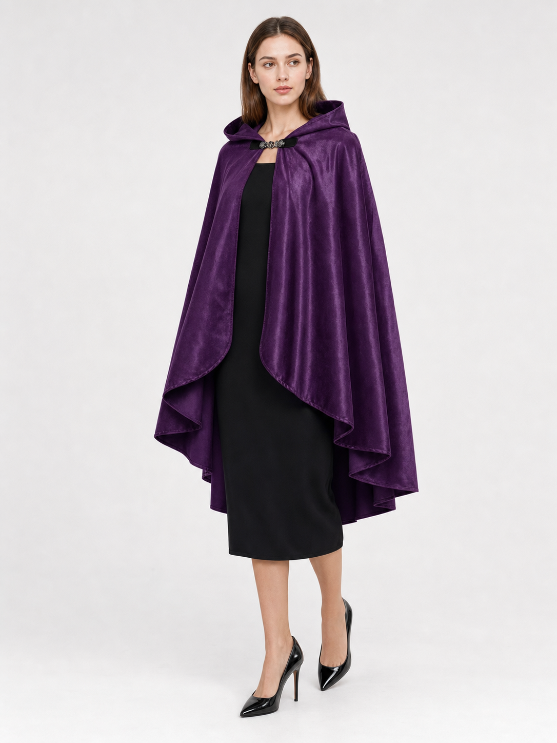 Purple Hooded Medieval Costume Cloak