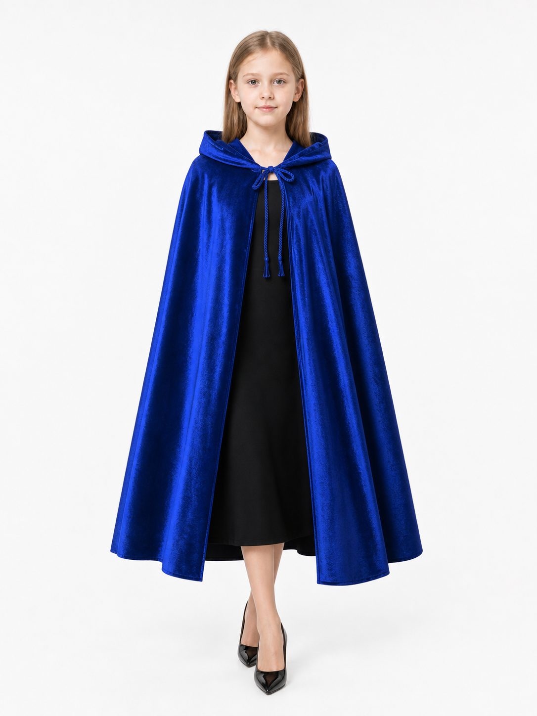 Velvet Hooded Cape, Royal Blue