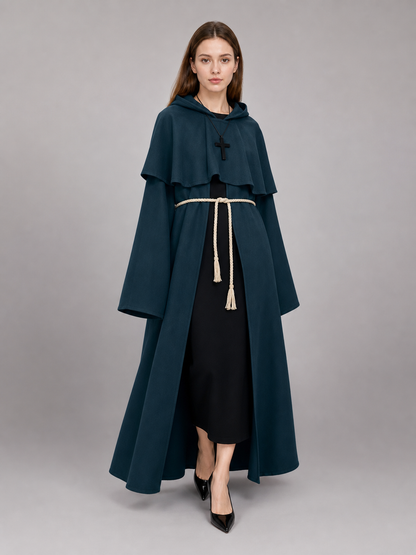 Dark Teal Hooded Costume Cloak