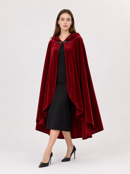Red medieval carnival cloak with hood