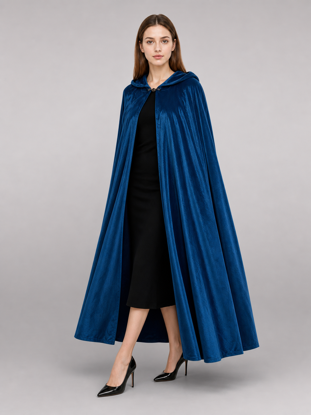 Blue Medieval Hooded Costume Cloak