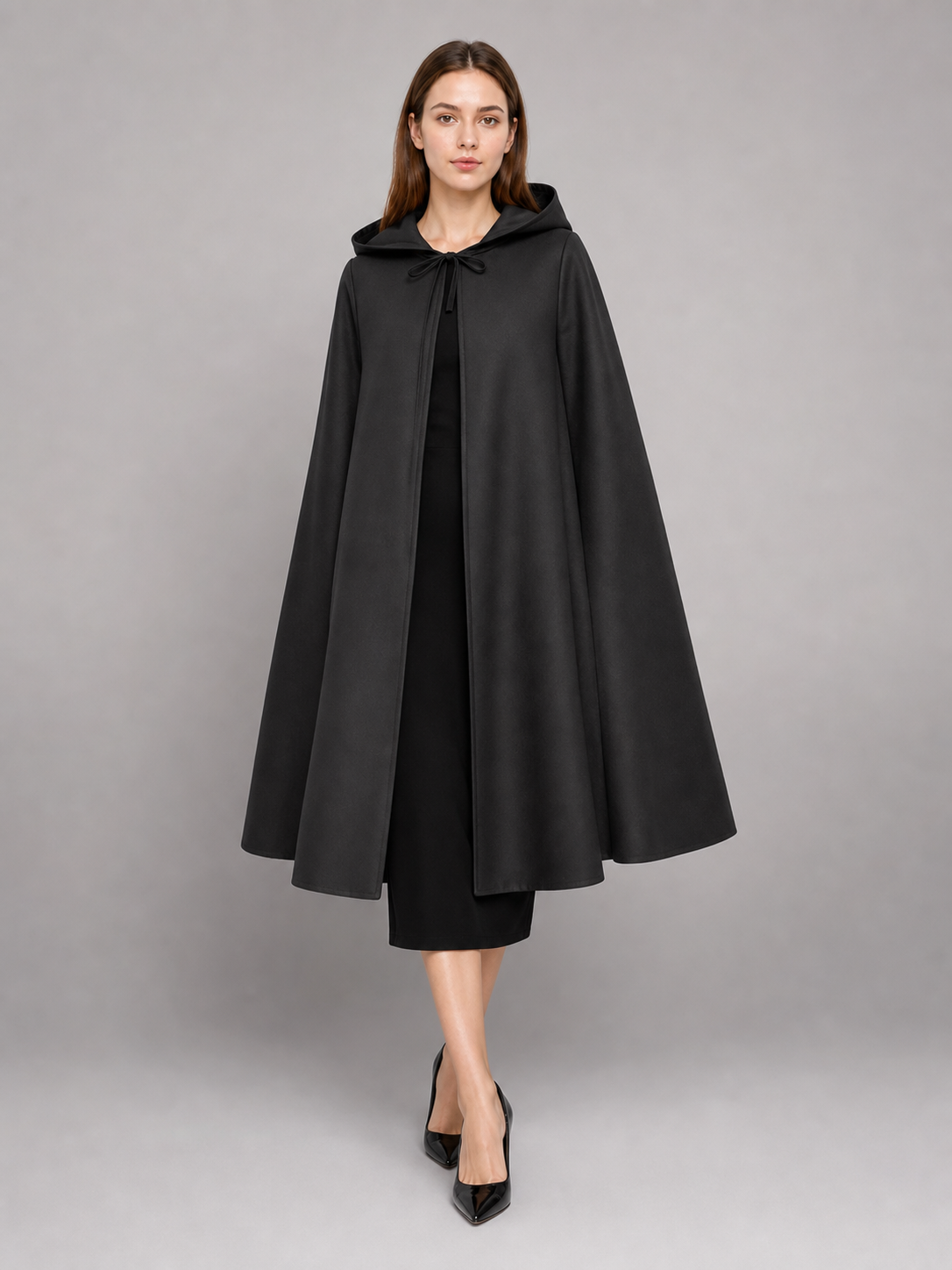 Black hooded carnival cloak for costumes